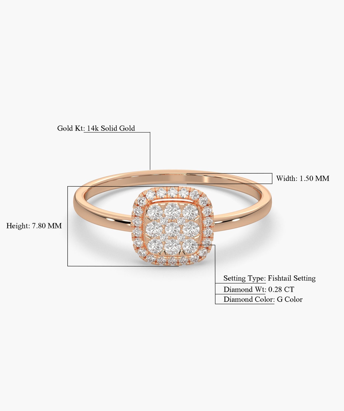 14K Gold Brilliance Square Halo Ring