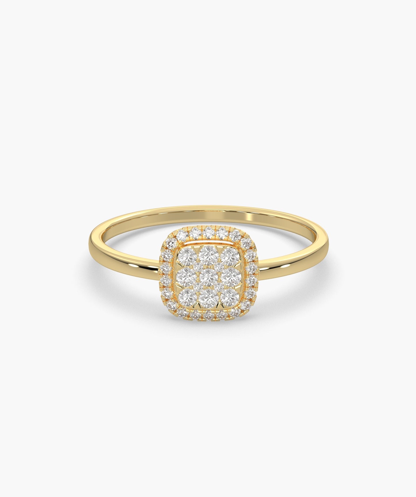 14K Gold Brilliance Square Halo Ring