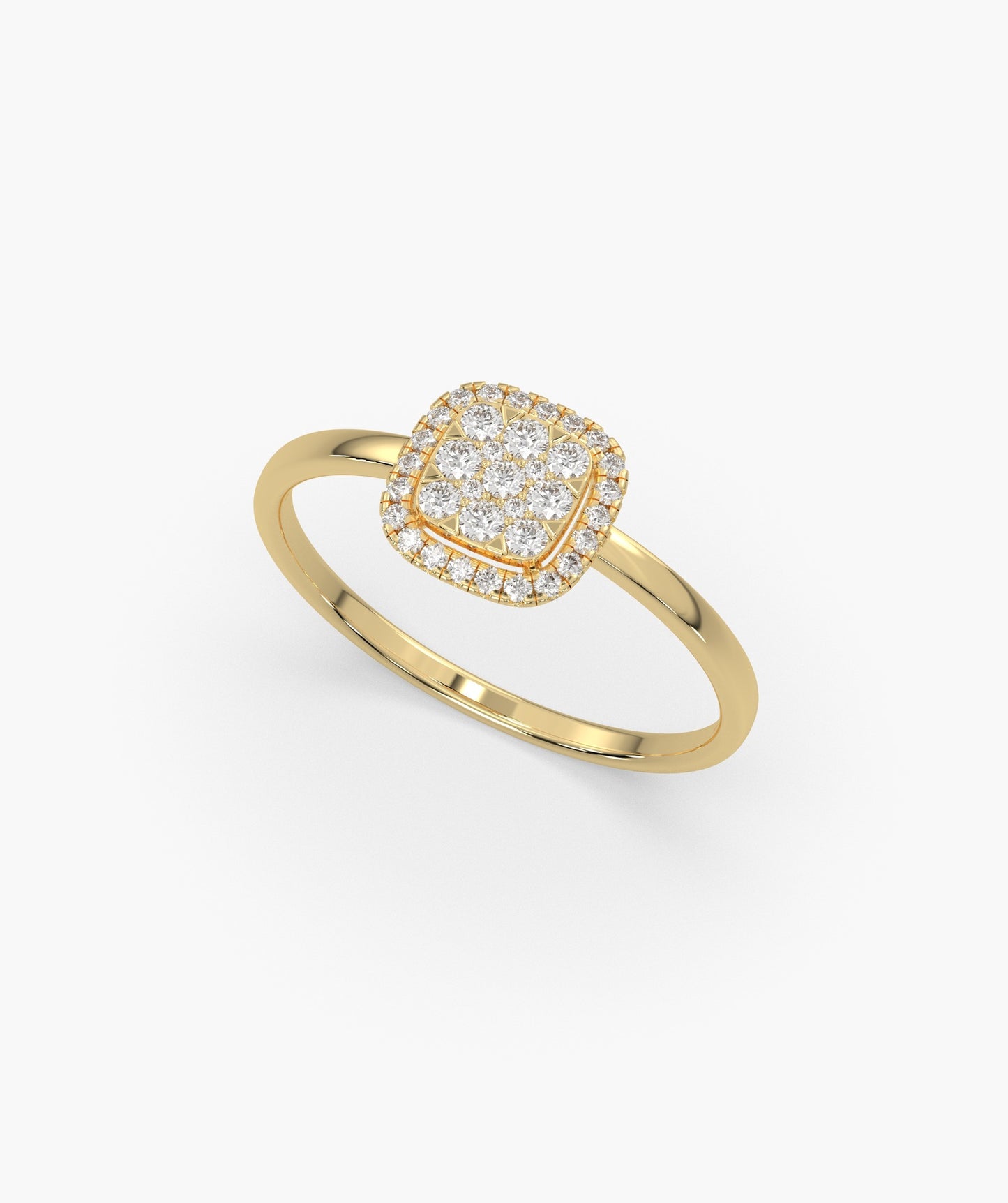 14K Gold Brilliance Square Halo Ring