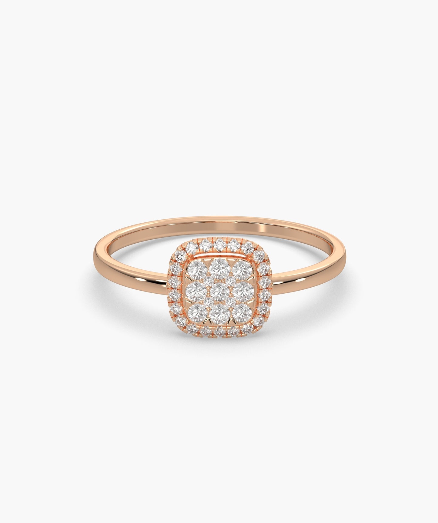 14K Gold Brilliance Square Halo Ring