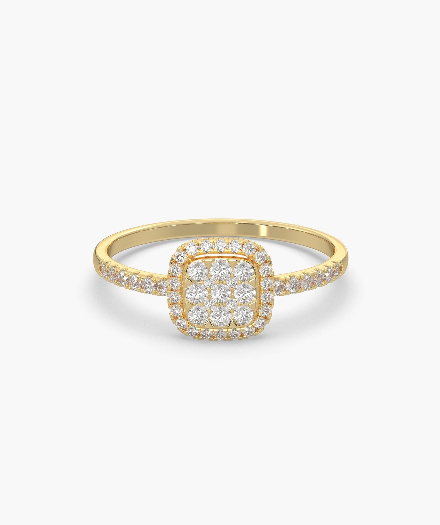 Glimmering Square Halo Diamond Ring