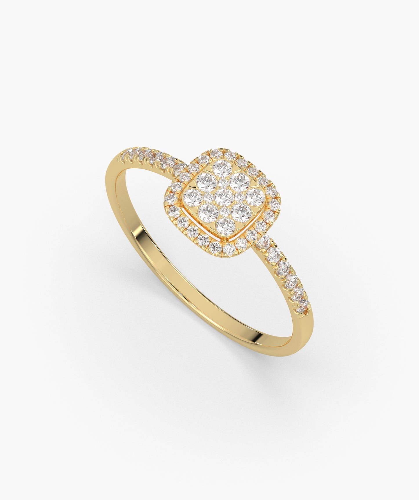 Glimmering Square Halo Diamond Ring