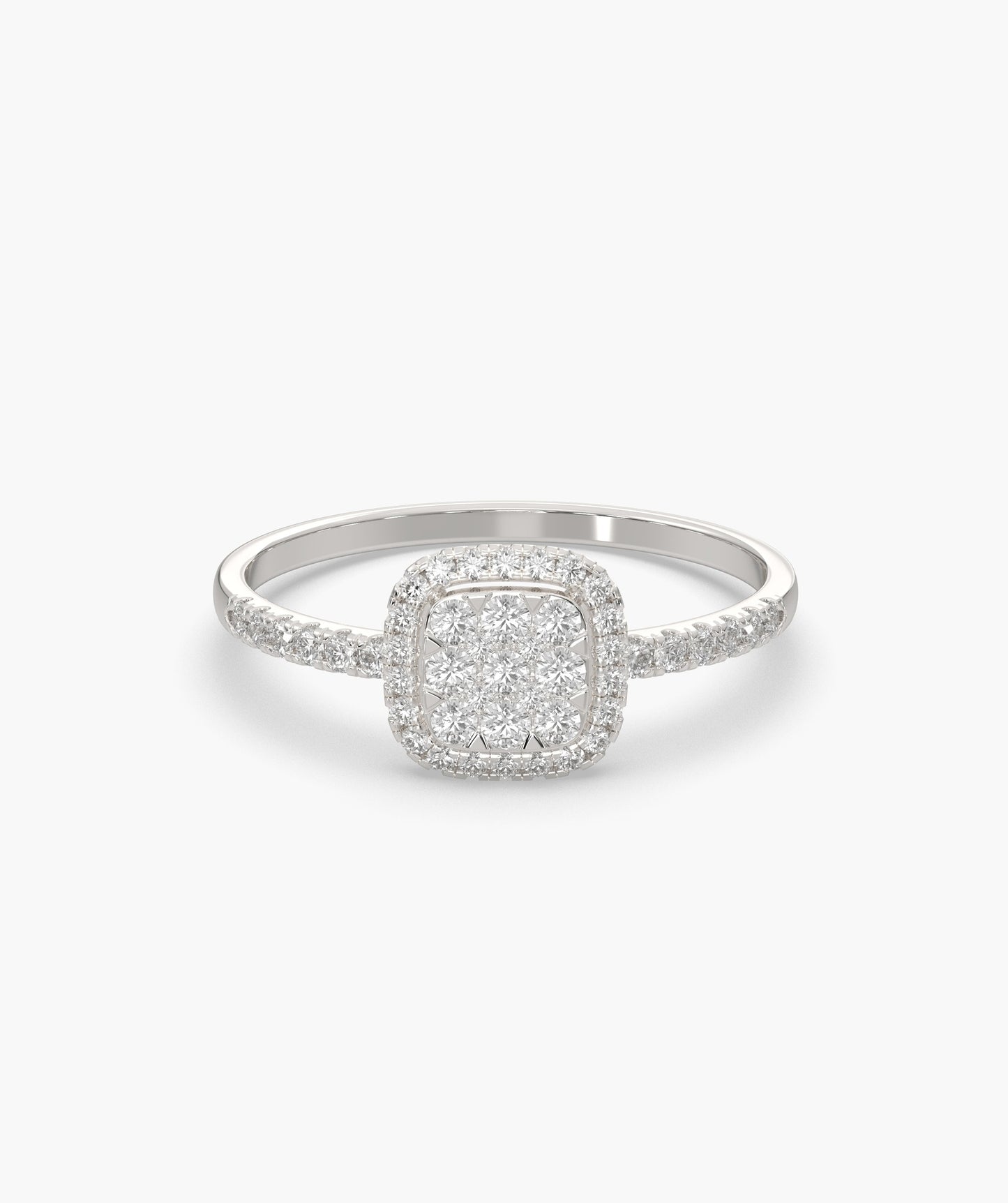 Glimmering Square Halo Diamond Ring