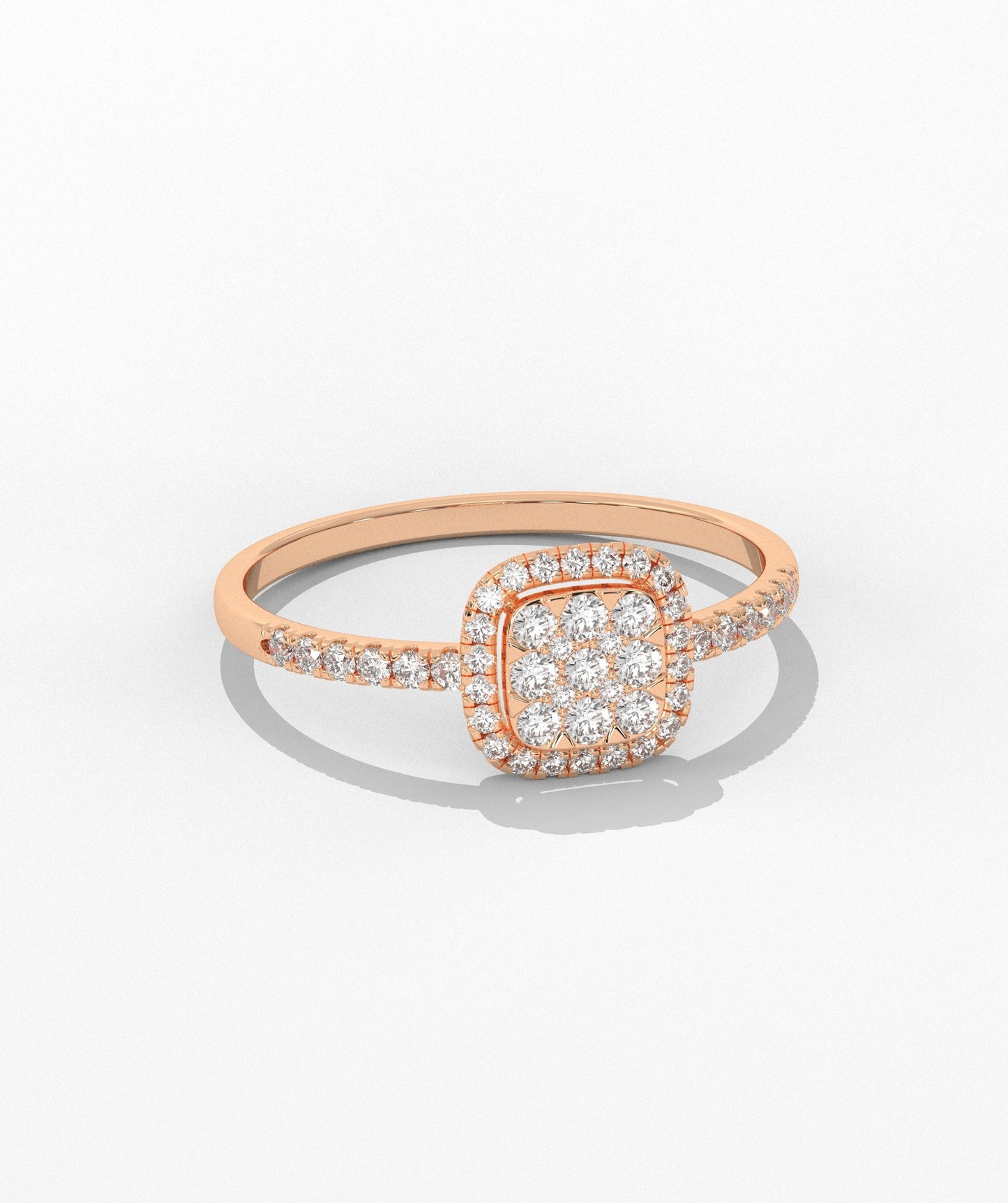 Glimmering Square Halo Diamond Ring