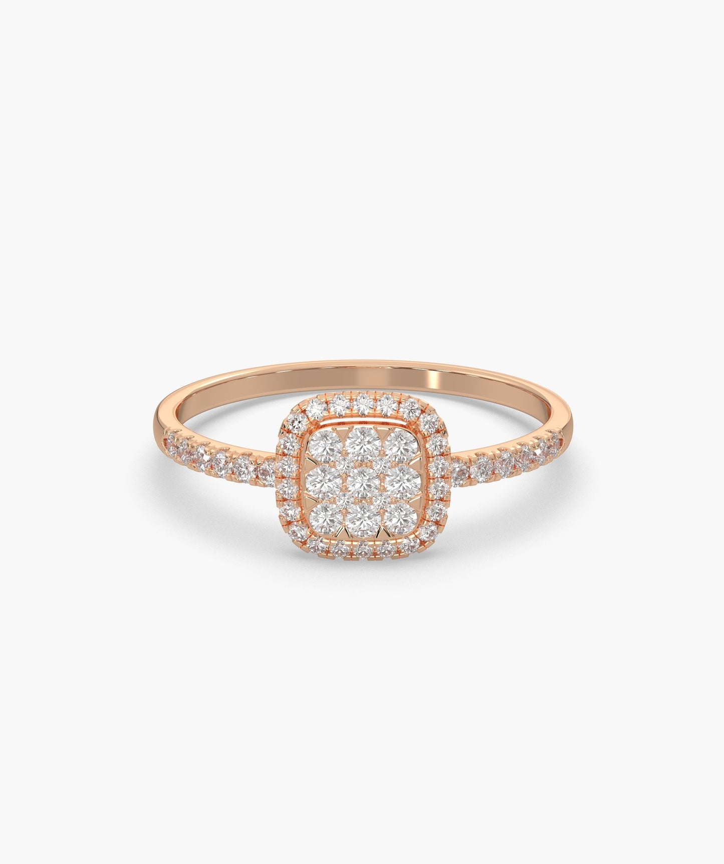 Glimmering Square Halo Diamond Ring