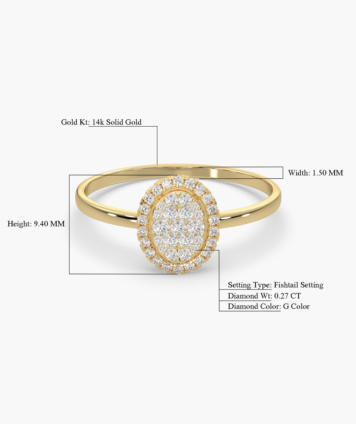 Oval Halo Natural Diamond Ring