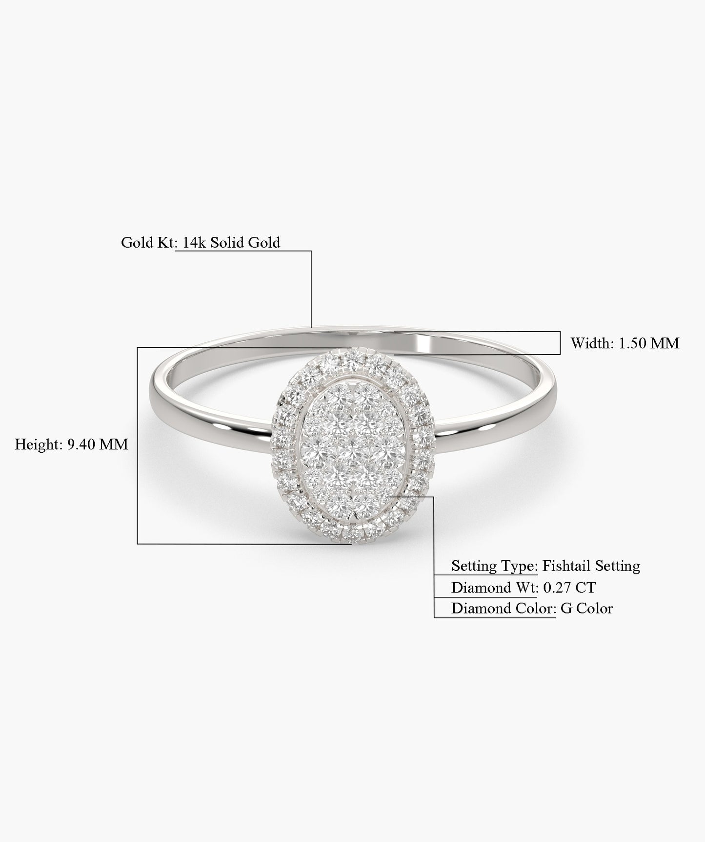 Oval Halo Natural Diamond Ring