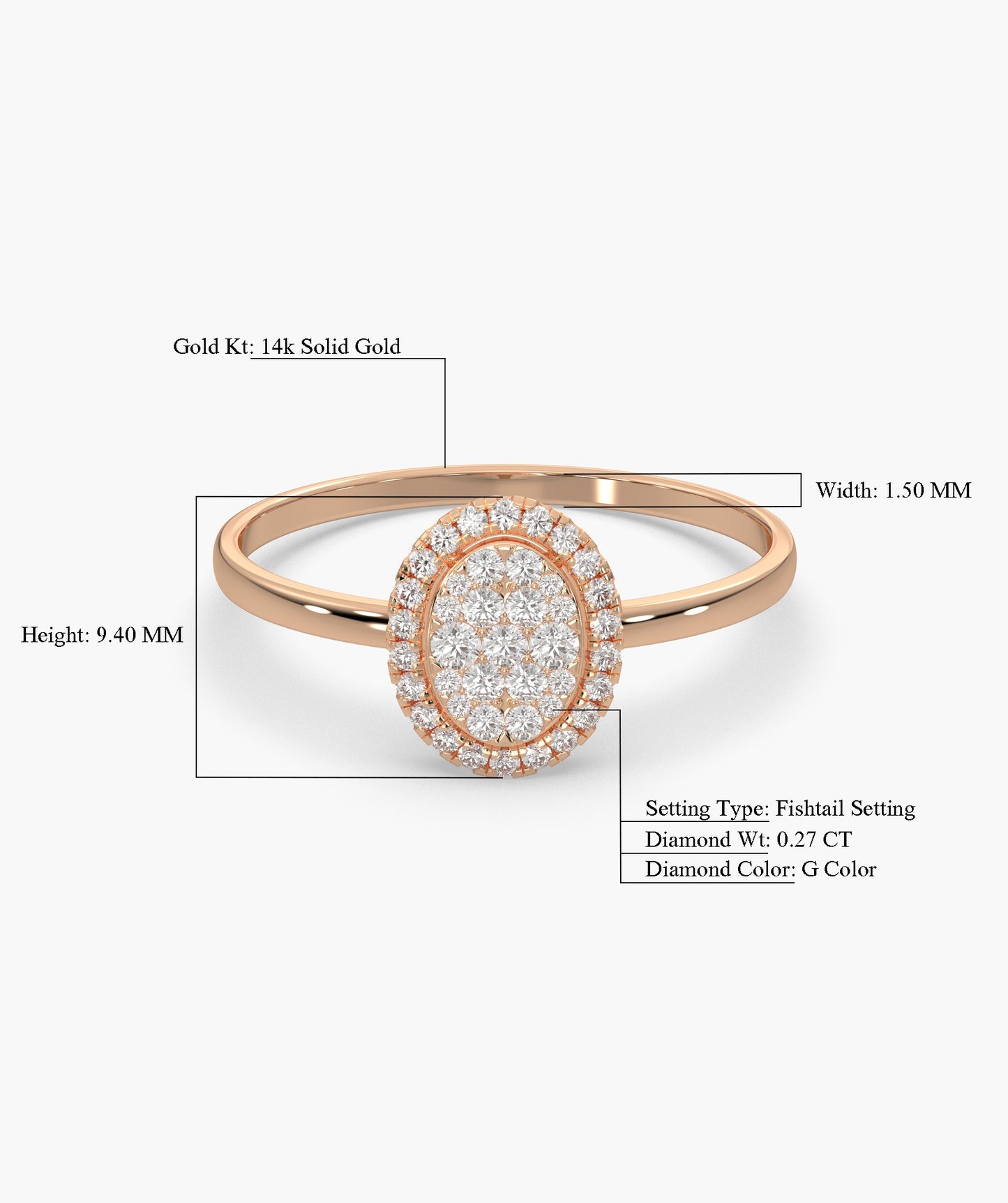 Oval Halo Natural Diamond Ring