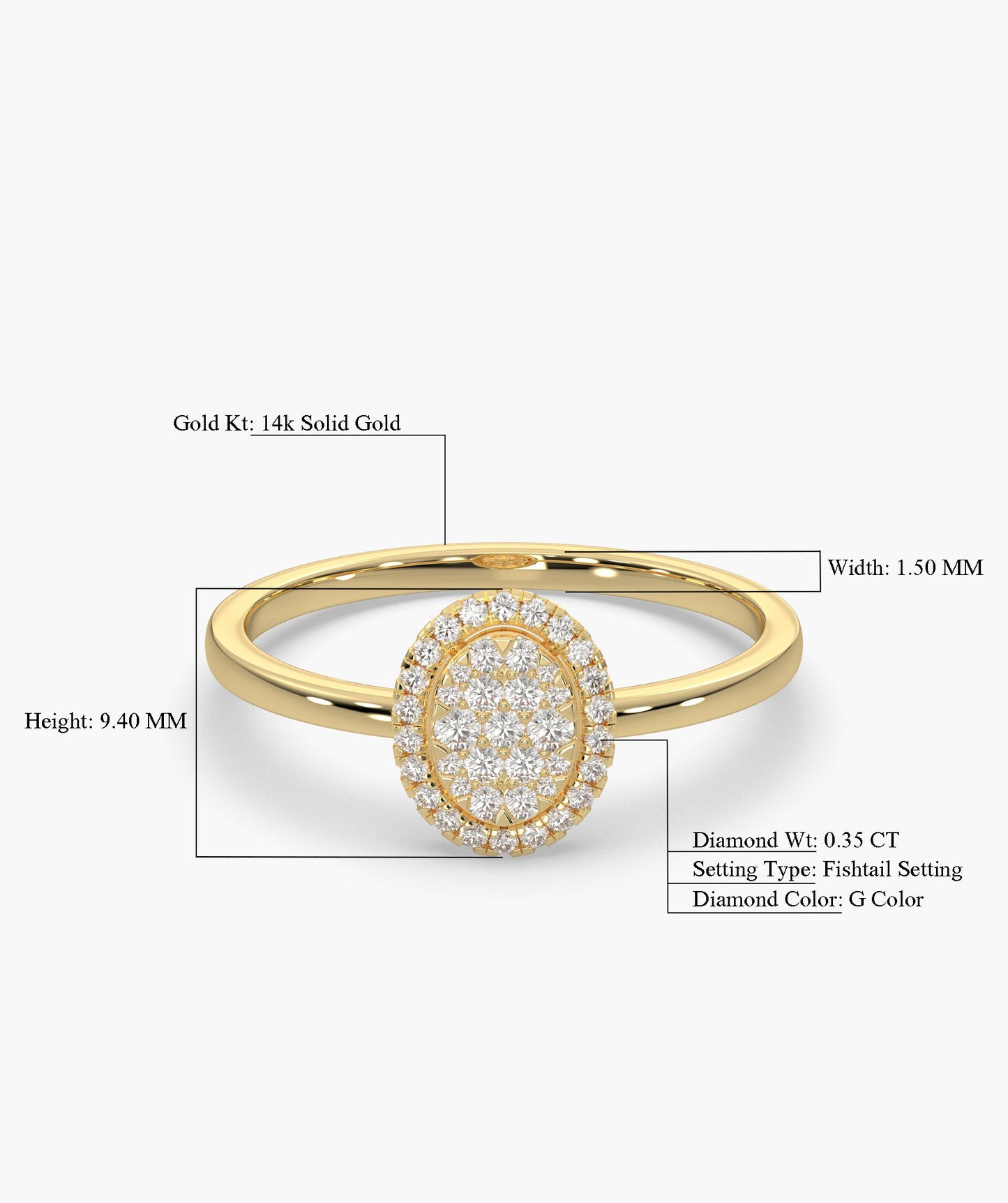 Oval Cluster Diamond Engagement Ring