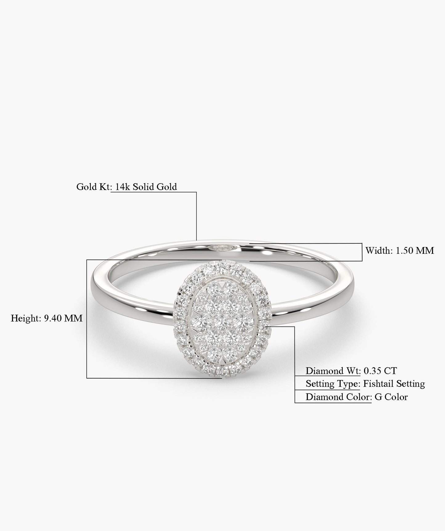 Oval Cluster Diamond Engagement Ring