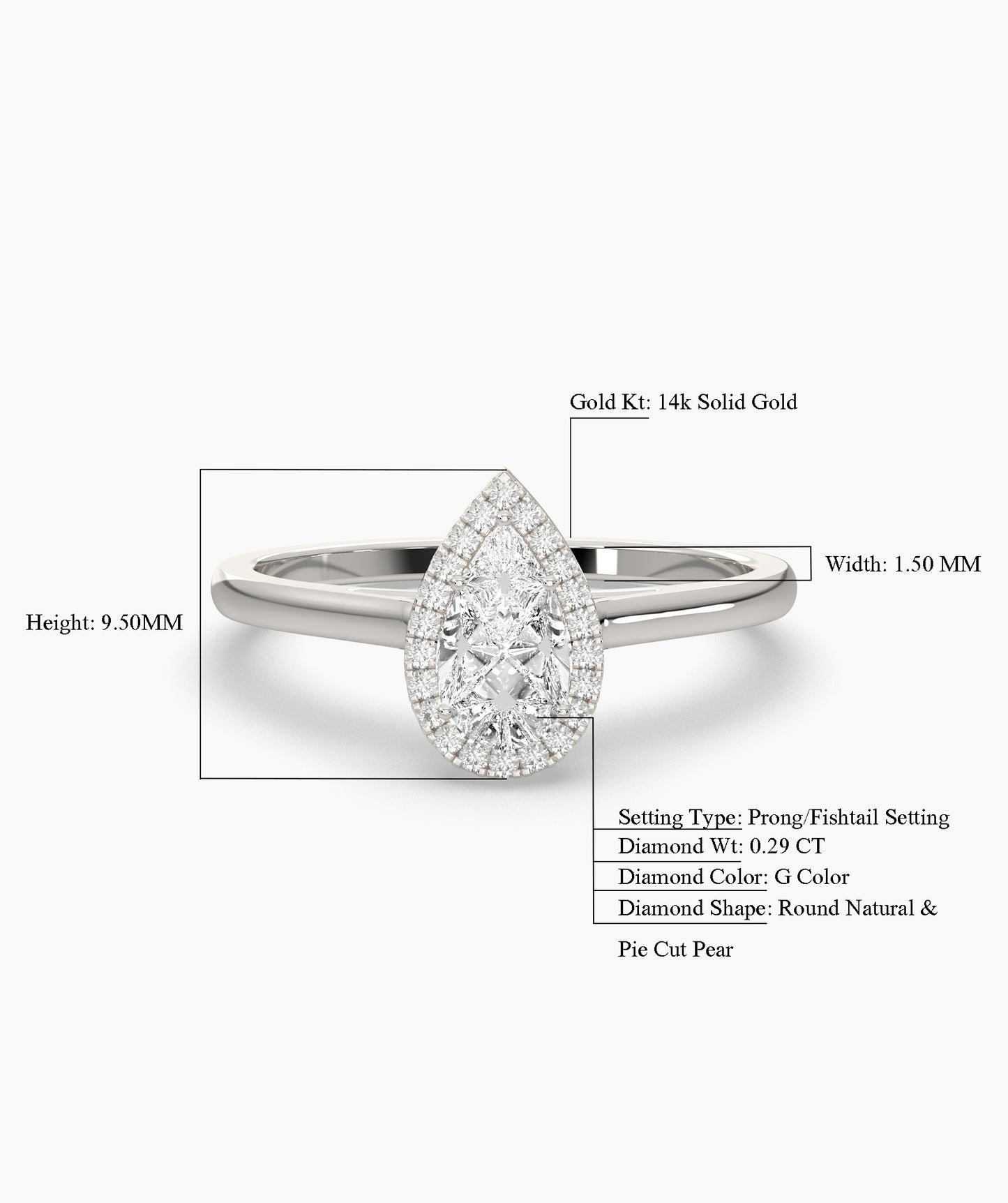14K Gold Pear Engagement Ring