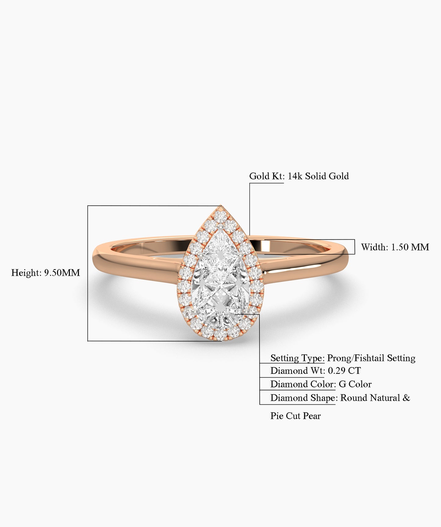 14K Gold Pear Engagement Ring