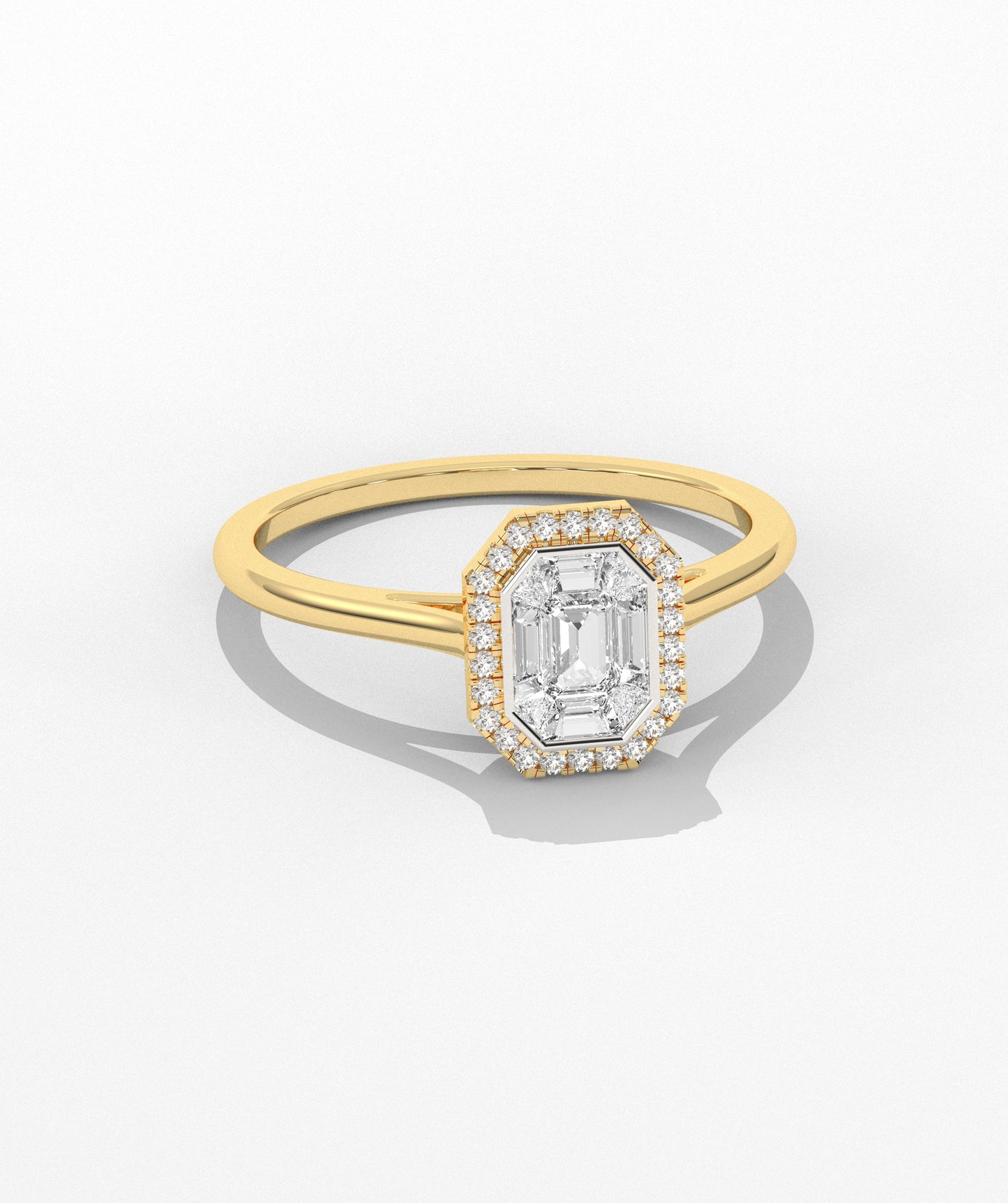 Timeless Edge 14K Gold Emerald-Cut Halo Ring