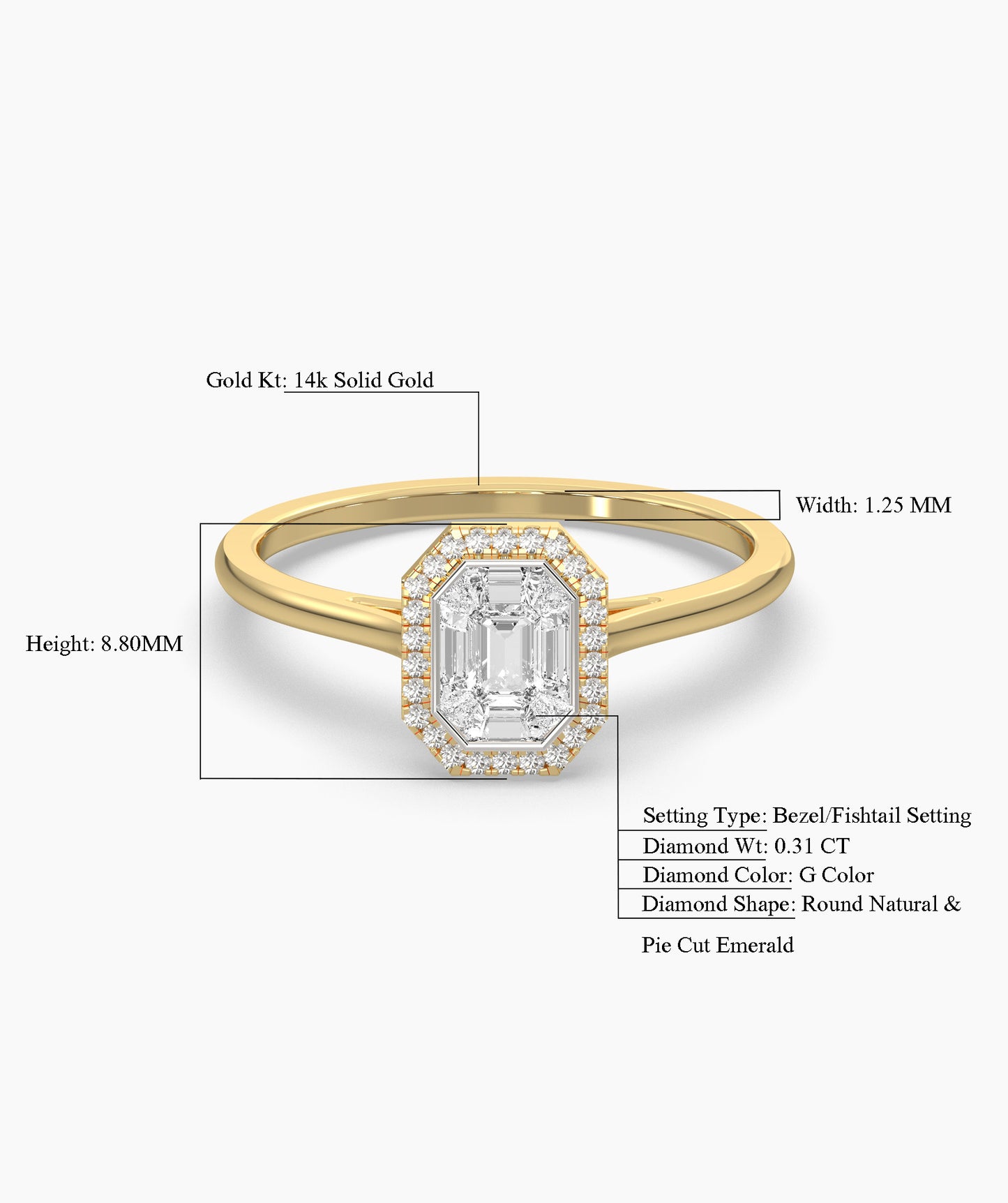 Timeless Edge 14K Gold Emerald-Cut Halo Ring