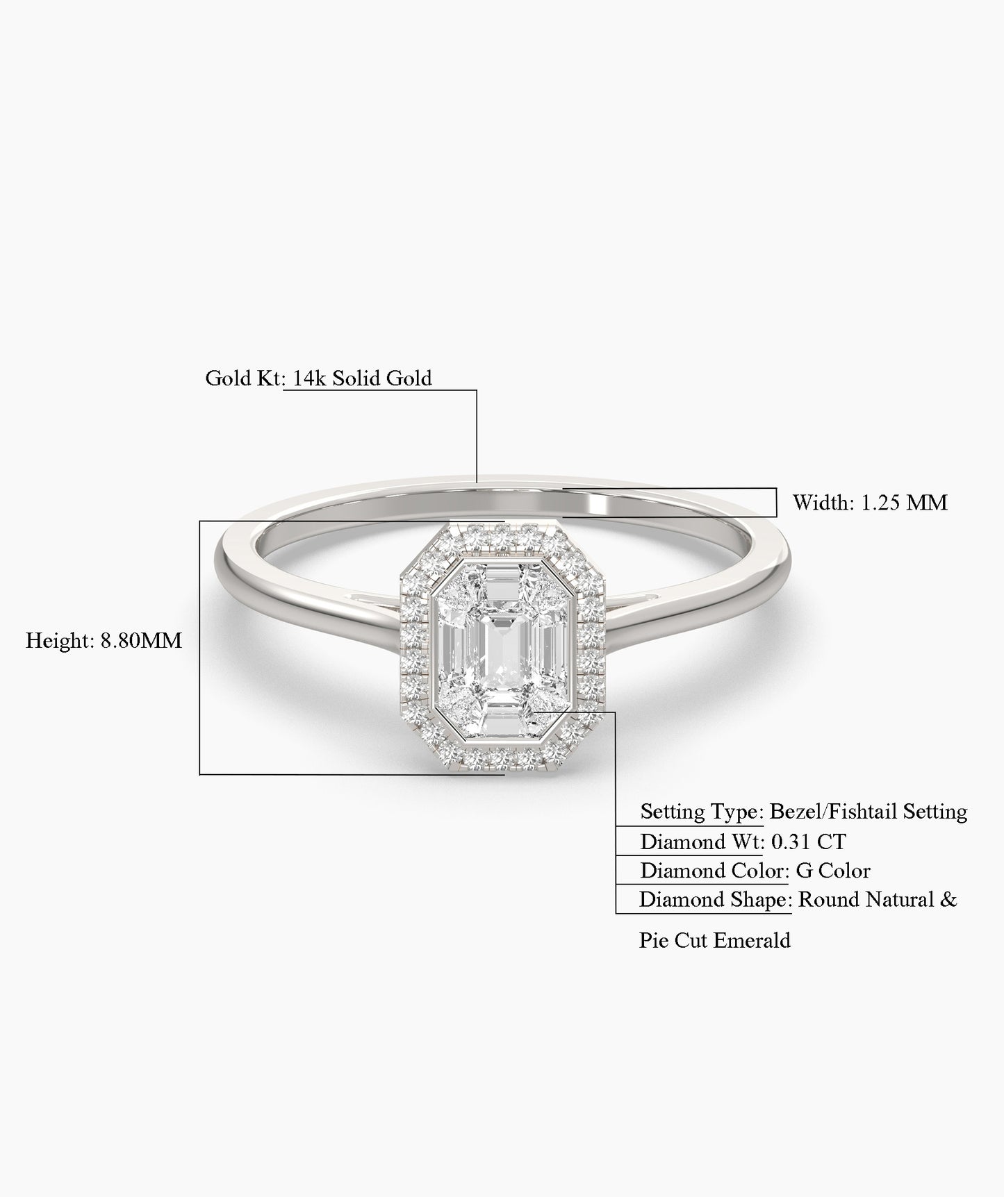 Timeless Edge 14K Gold Emerald-Cut Halo Ring