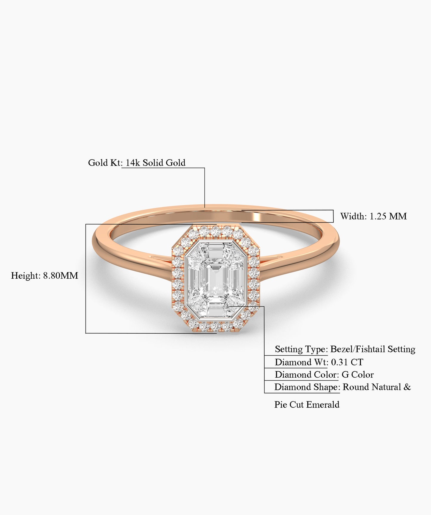 Timeless Edge 14K Gold Emerald-Cut Halo Ring