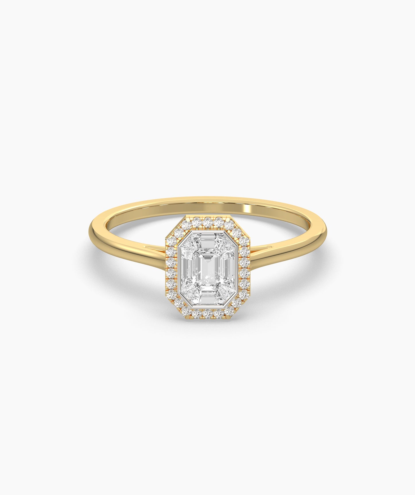 Timeless Edge 14K Gold Emerald-Cut Halo Ring