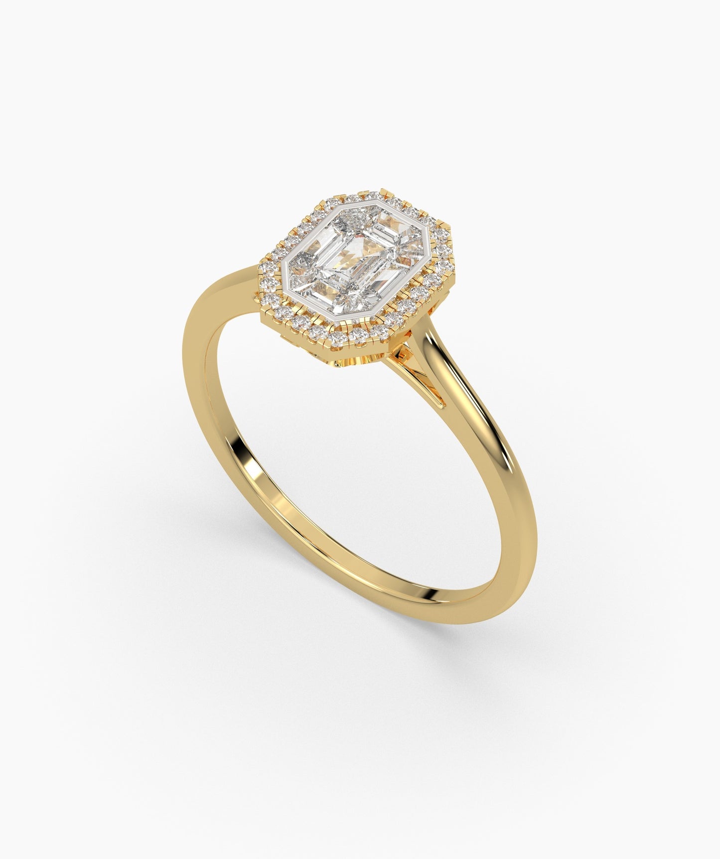 Timeless Edge 14K Gold Emerald-Cut Halo Ring