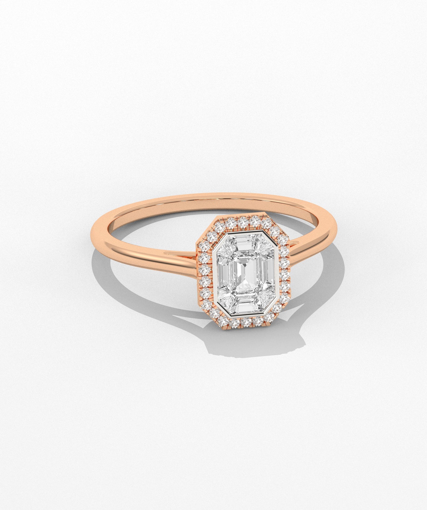 Timeless Edge 14K Gold Emerald-Cut Halo Ring
