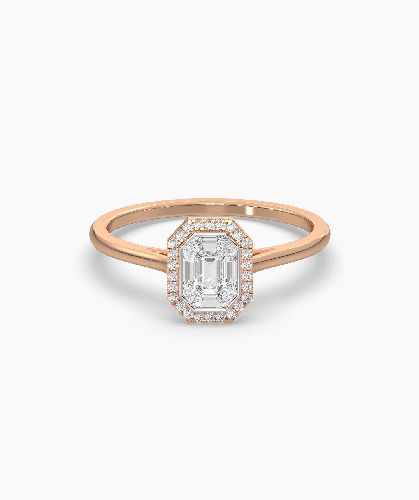Timeless Edge 14K Gold Emerald-Cut Halo Ring