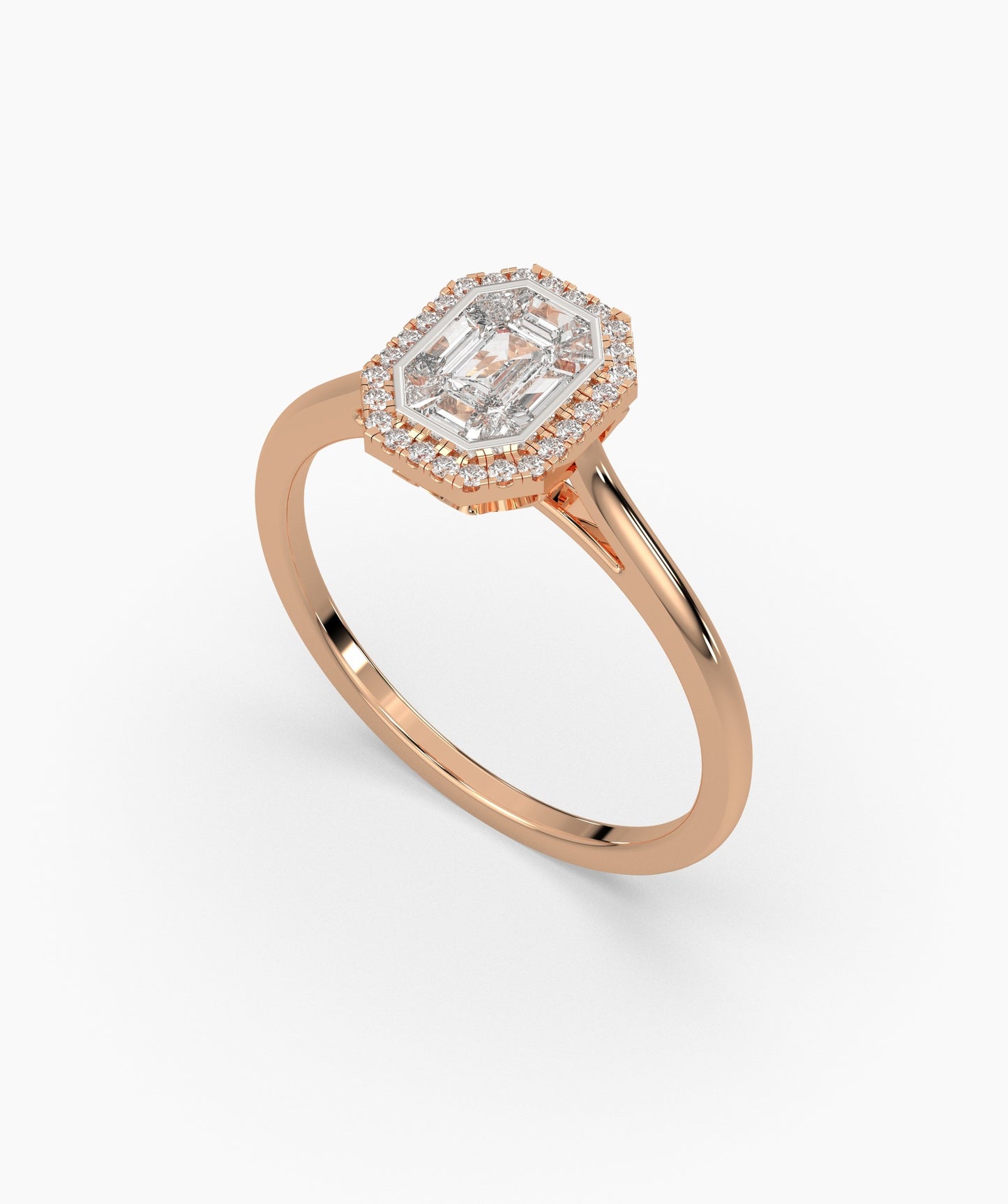 Timeless Edge 14K Gold Emerald-Cut Halo Ring