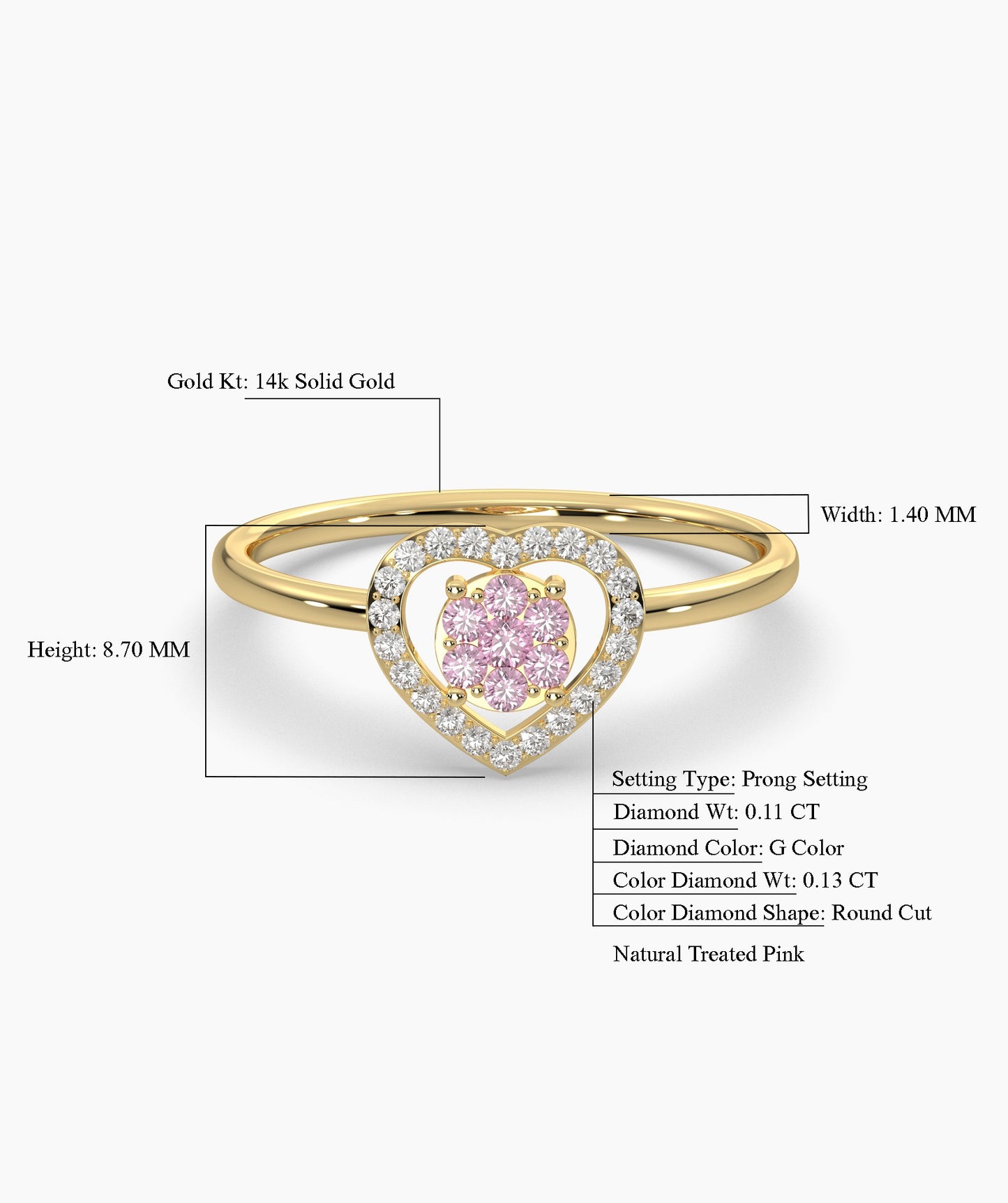 Heart Halo Pink Diamond Ring