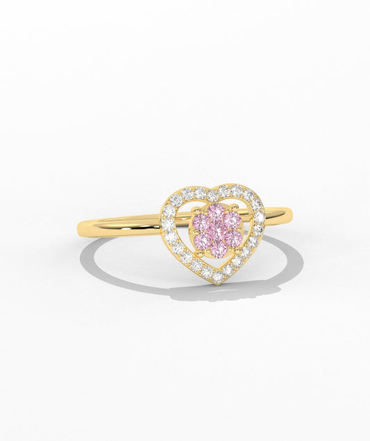 Heart Halo Pink Diamond Ring