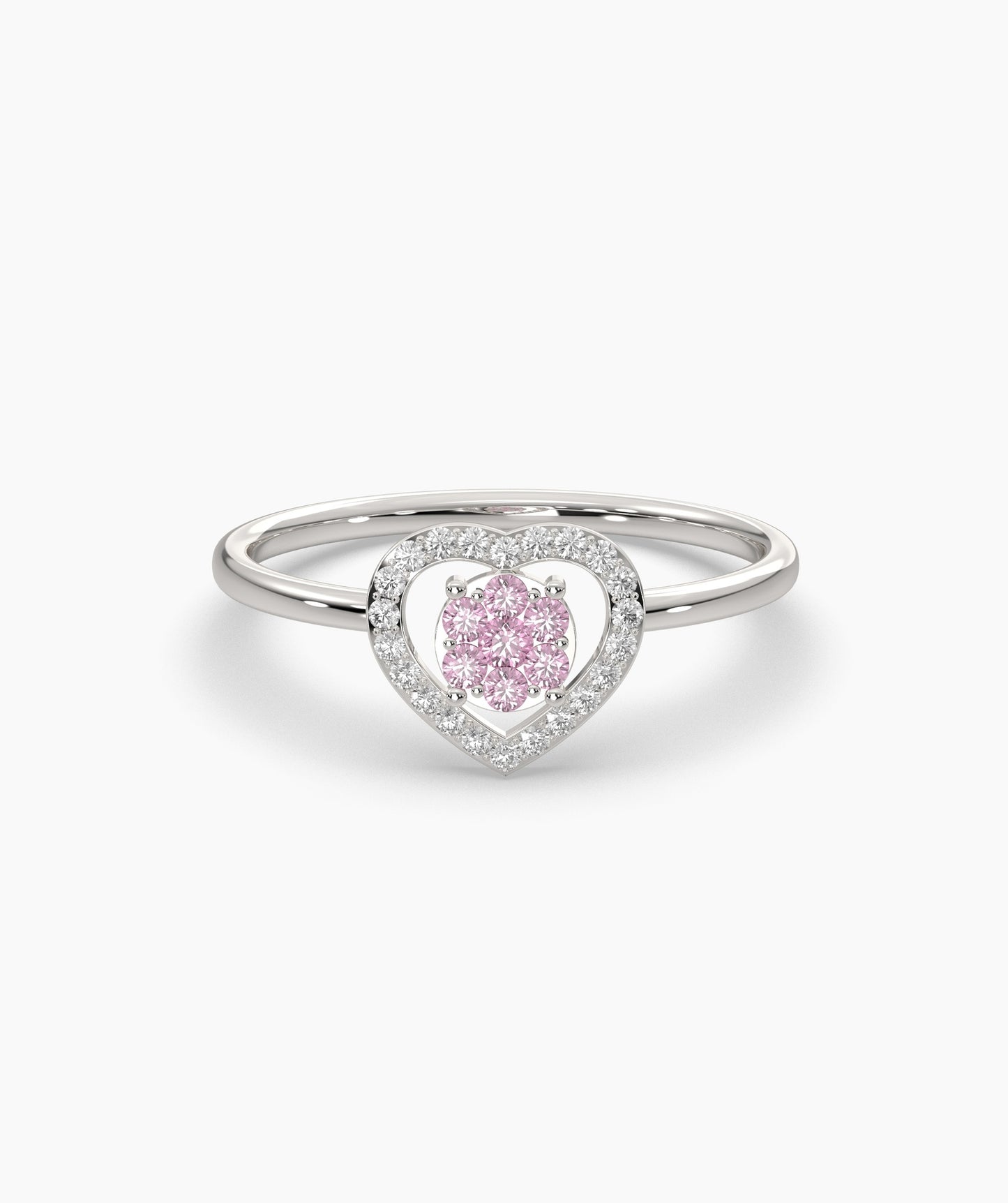 Heart Halo Pink Diamond Ring