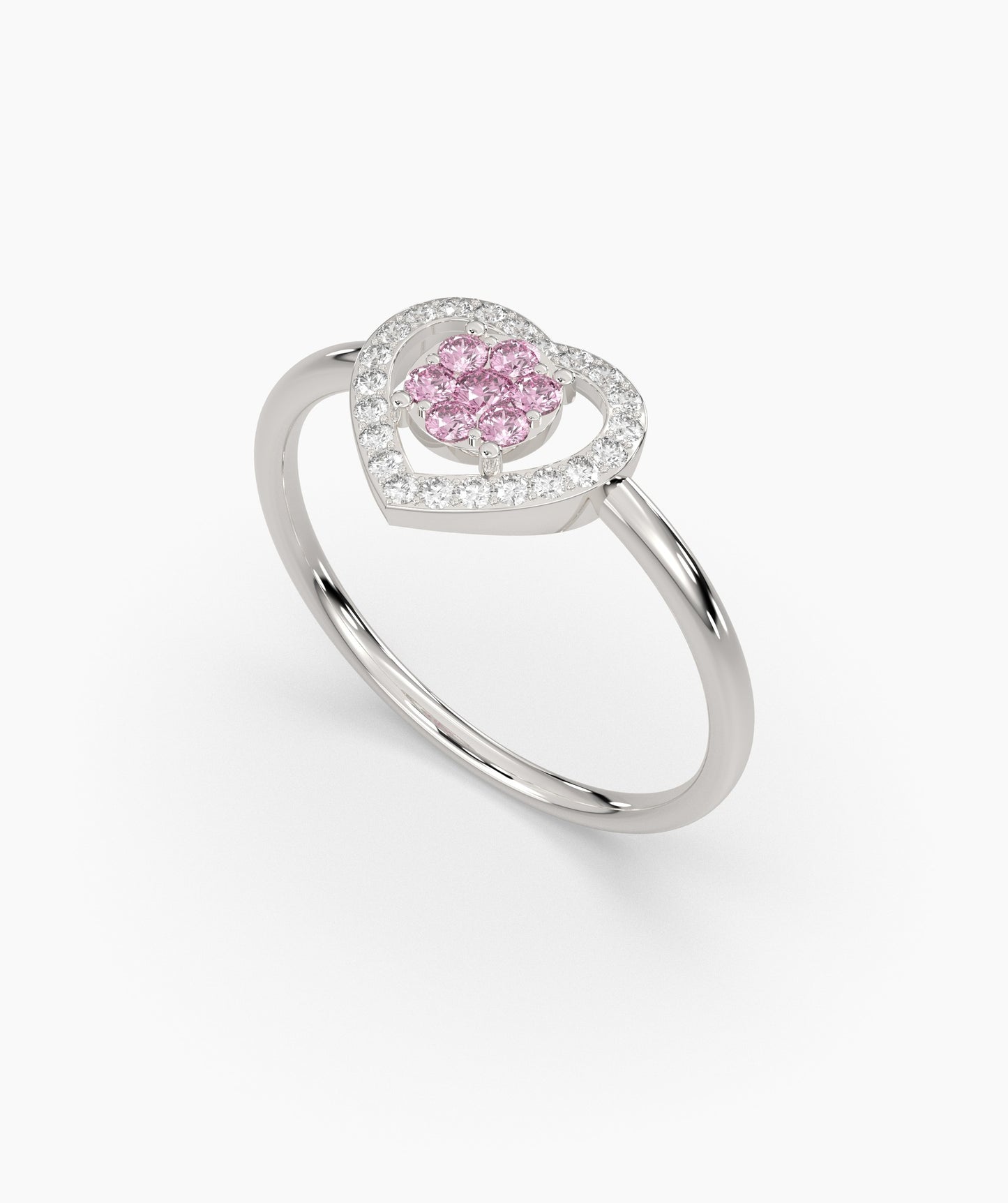 Heart Halo Pink Diamond Ring