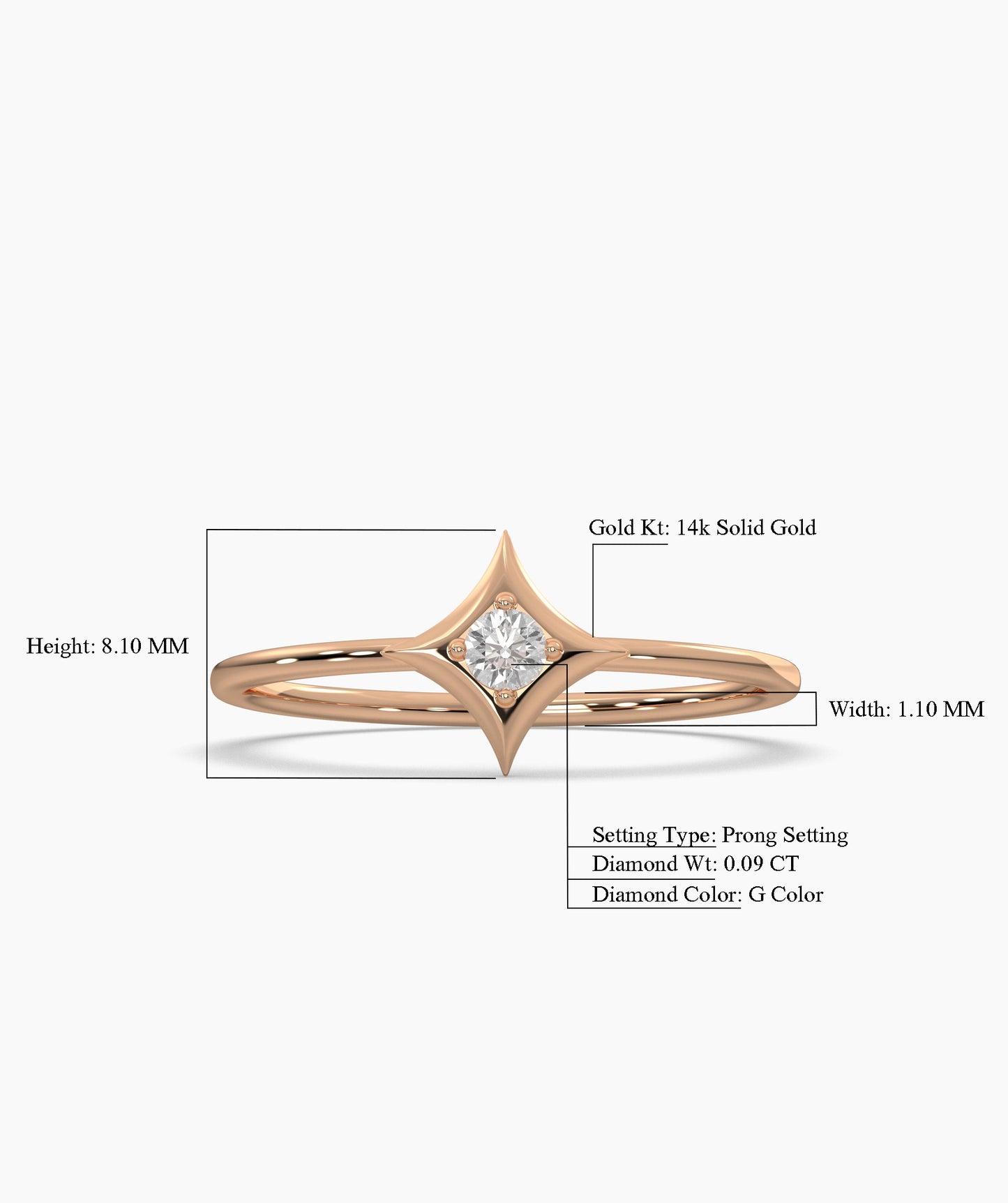 14K Solid Gold Geometric Ring