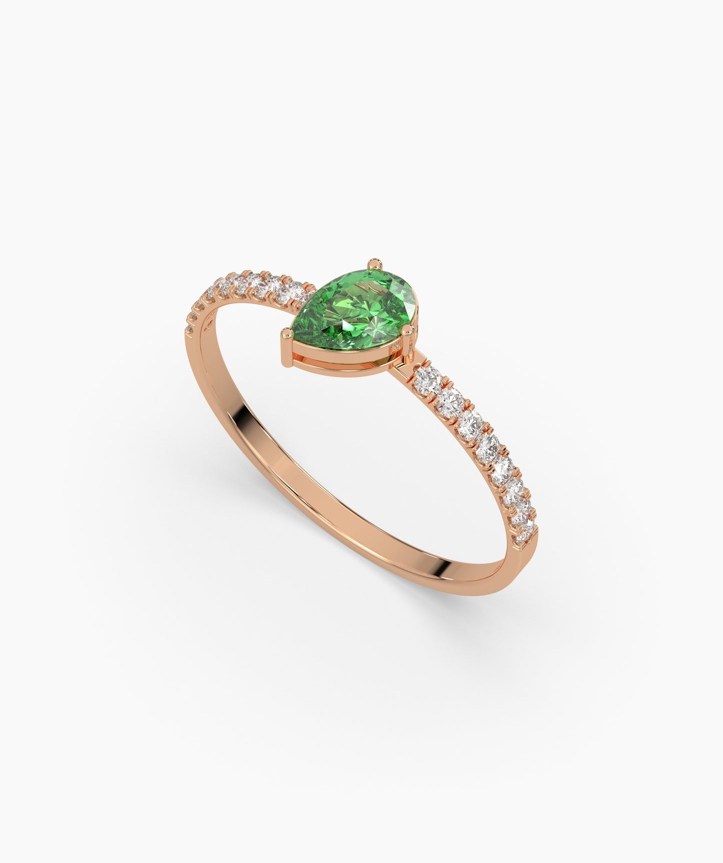 Pear-Shaped Green Gemstone Ring