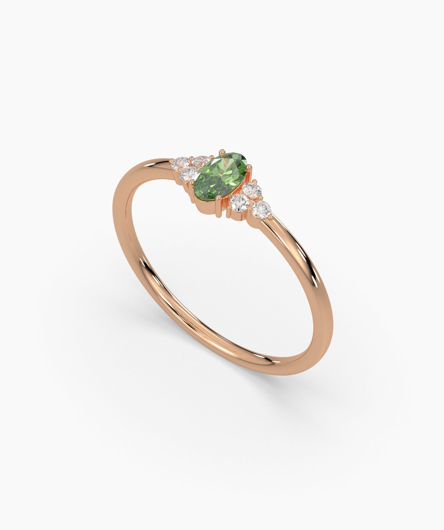 Oval Cut Green Stone Ring