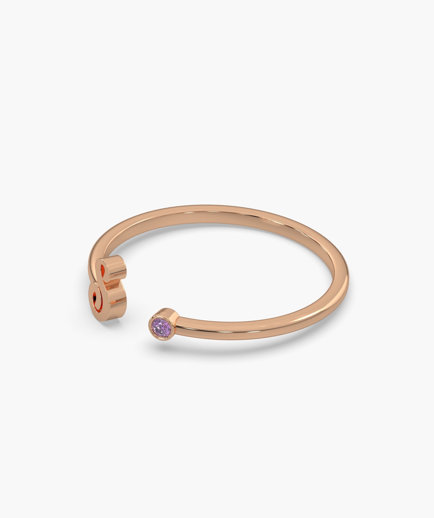 Personalized Initial Ring with Birthstone Accent