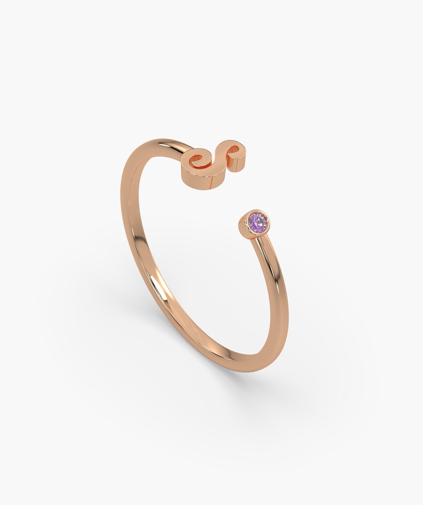 Personalized Initial Ring with Birthstone Accent
