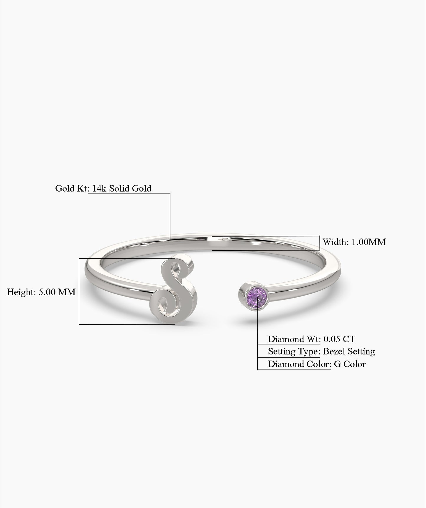Personalized Initial Ring with Birthstone Accent