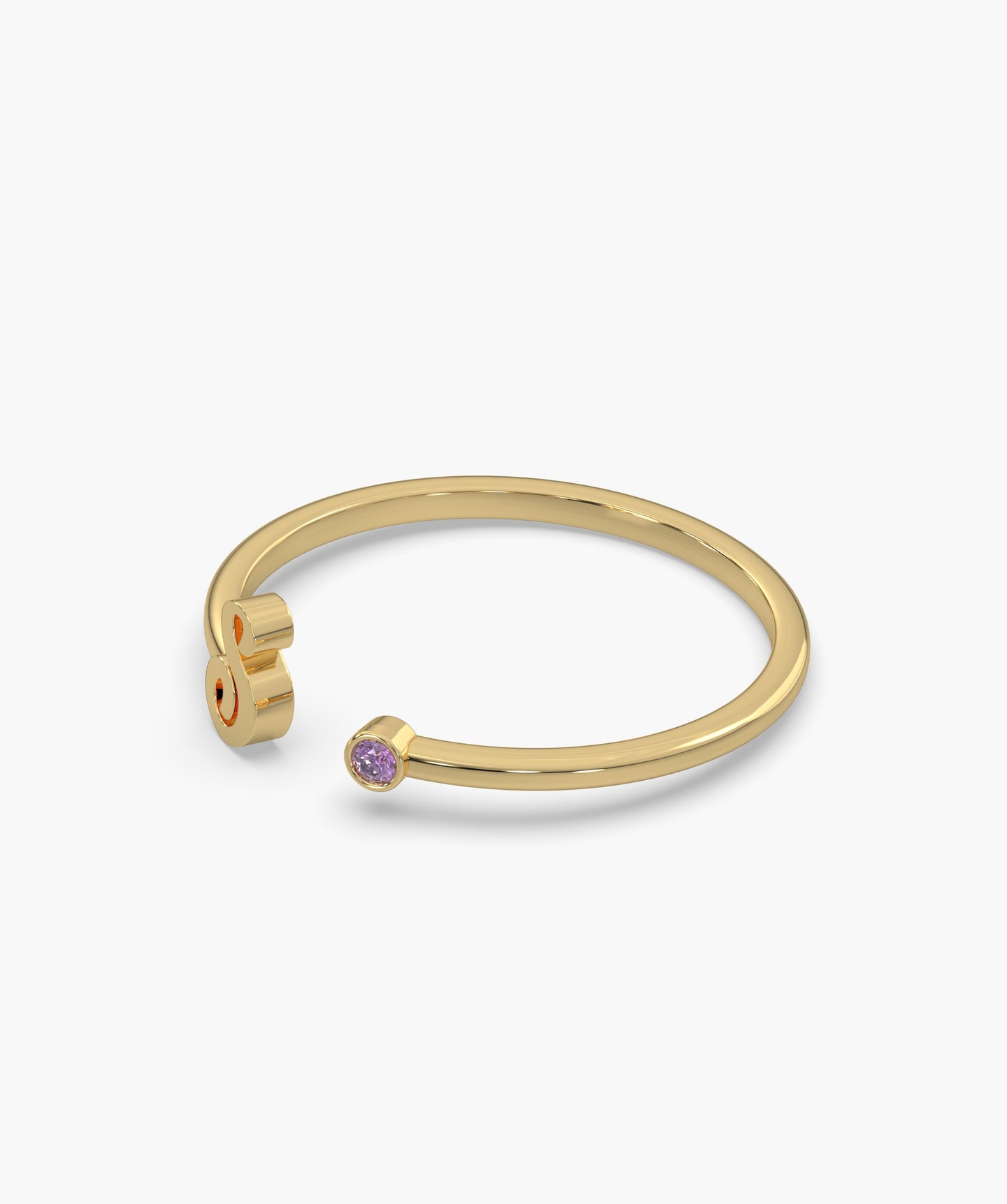 Personalized Initial Ring with Birthstone Accent