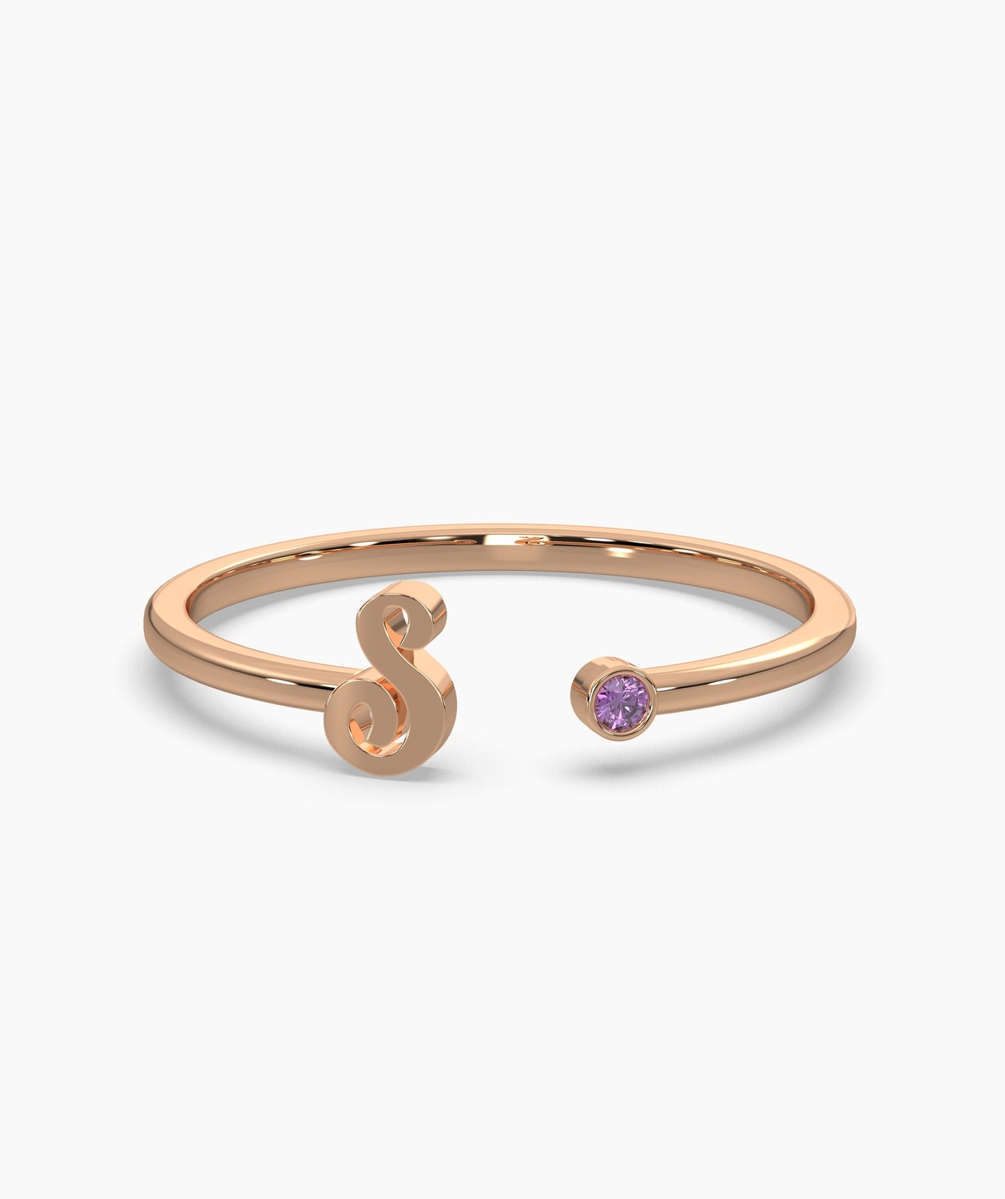Personalized Initial Ring with Birthstone Accent