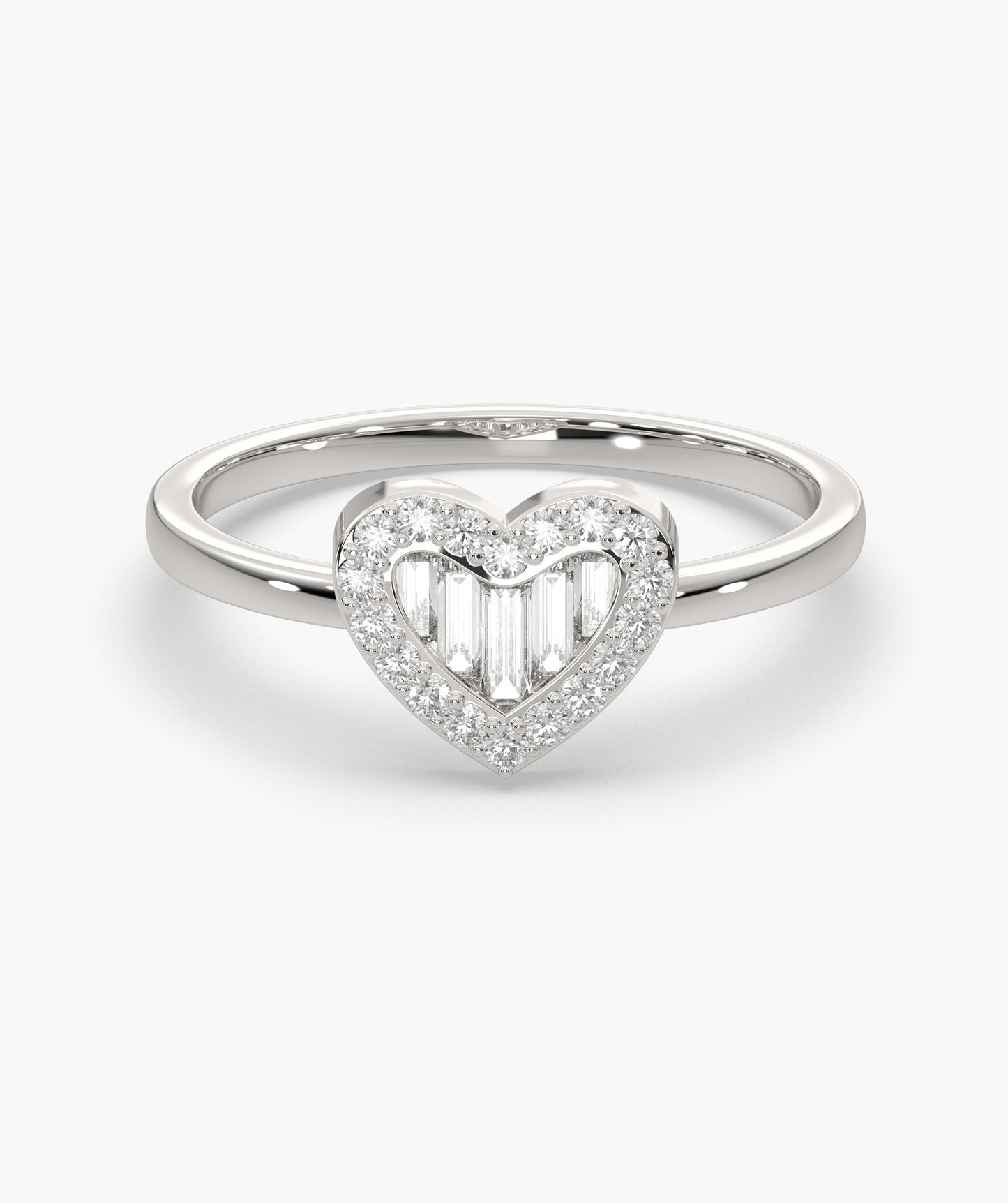 Baguette Diamond Heart Ring