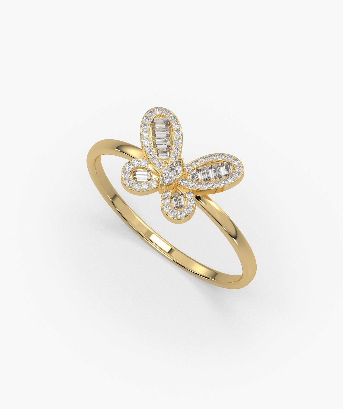 14K Gold Butterfly Diamond Ring