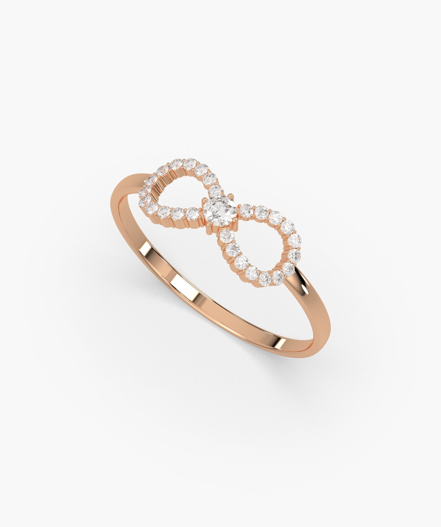 Pave Diamond Infinity Symbol Solitaire Center Promise Ring in 14K Gold