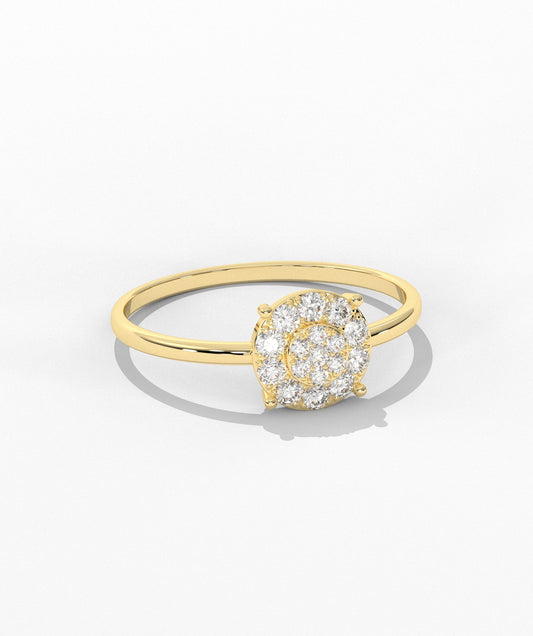 14K Gold Halo Diamond Cluster Ring