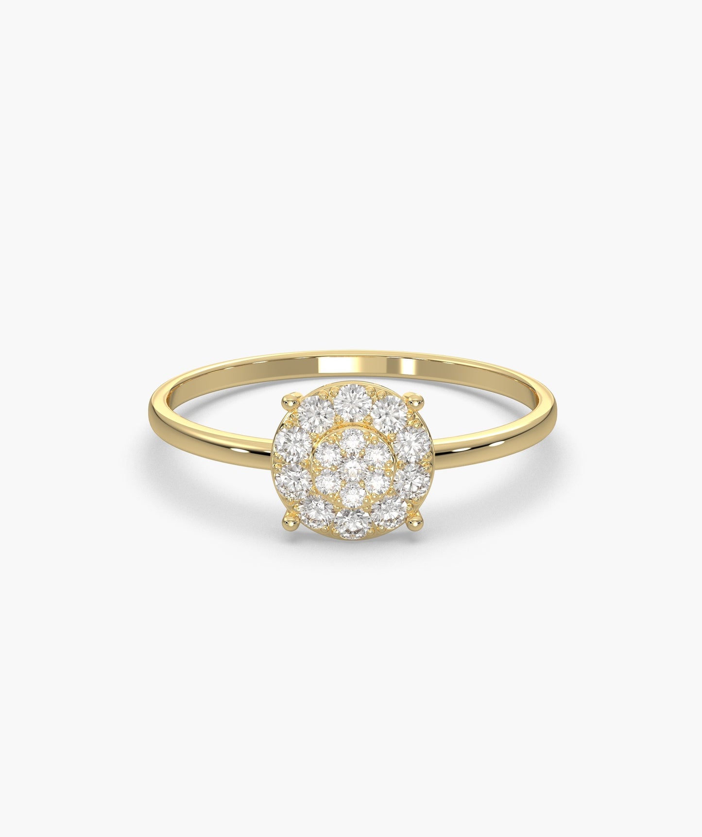 14K Gold Halo Diamond Cluster Ring
