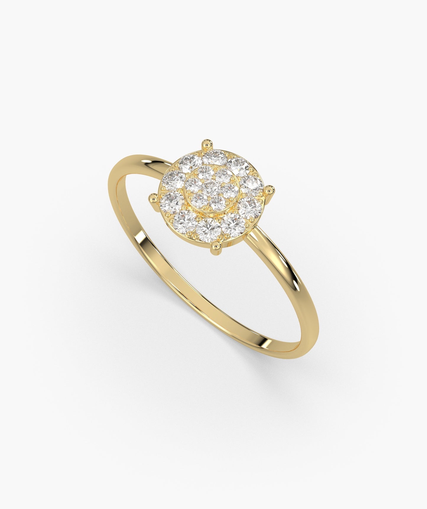 14K Gold Halo Diamond Cluster Ring