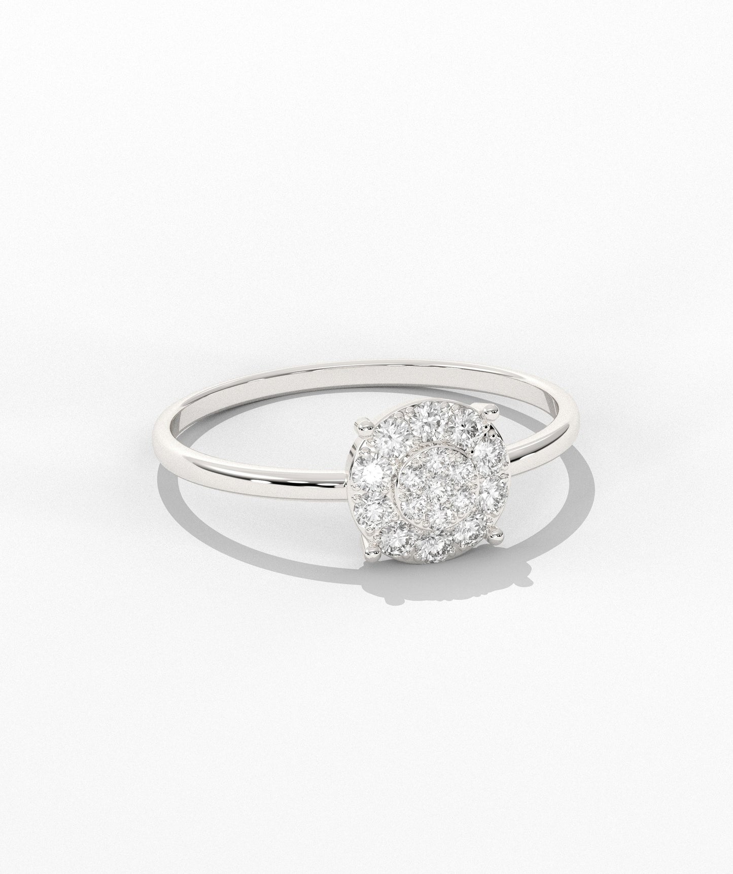 14K Gold Halo Diamond Cluster Ring