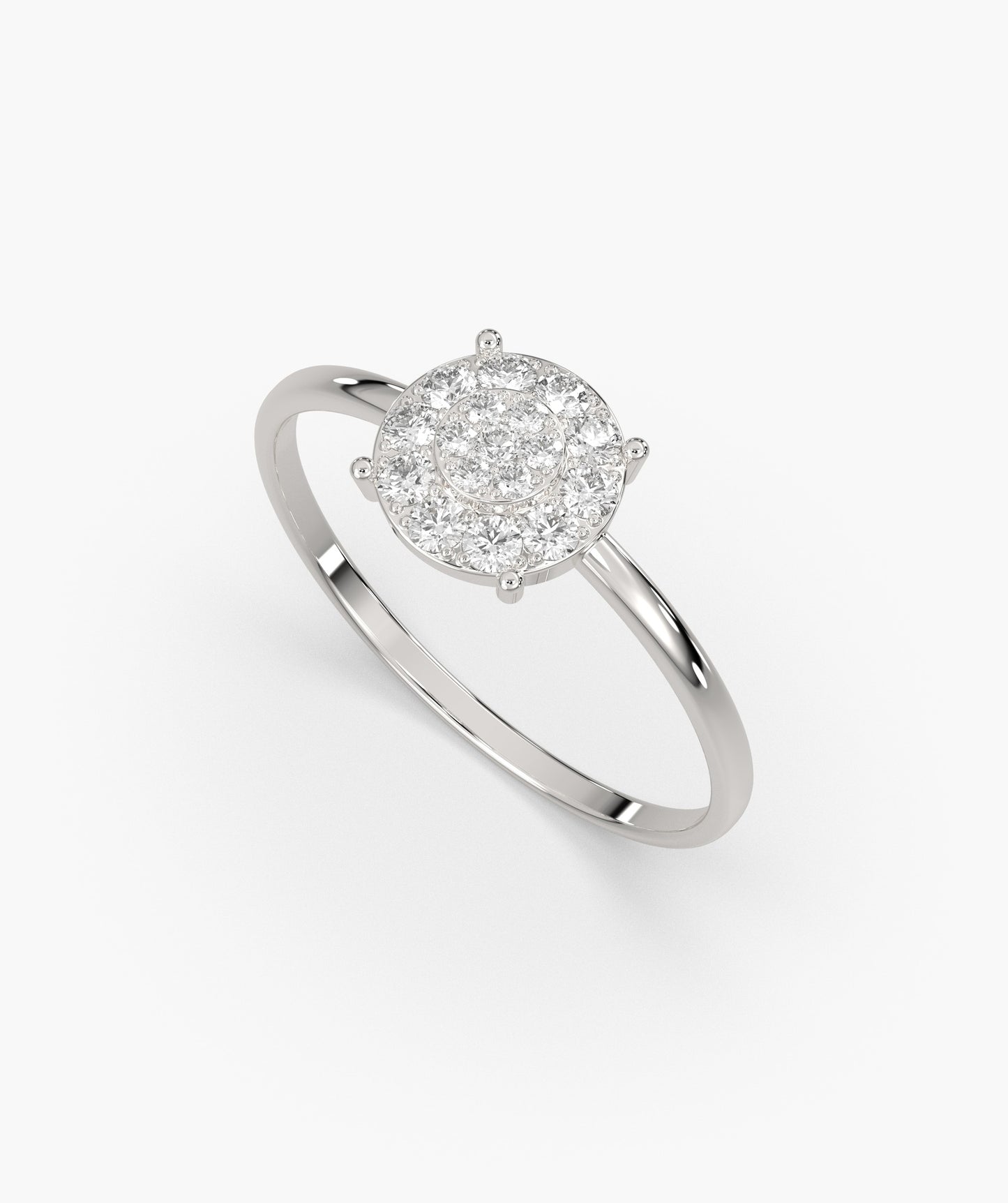 14K Gold Halo Diamond Cluster Ring