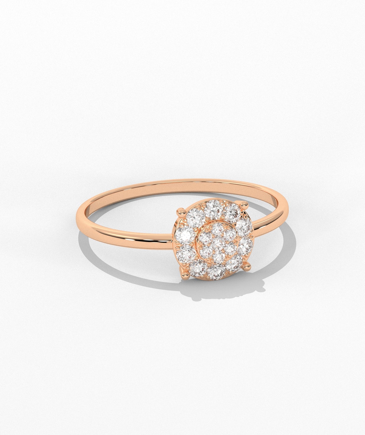 14K Gold Halo Diamond Cluster Ring