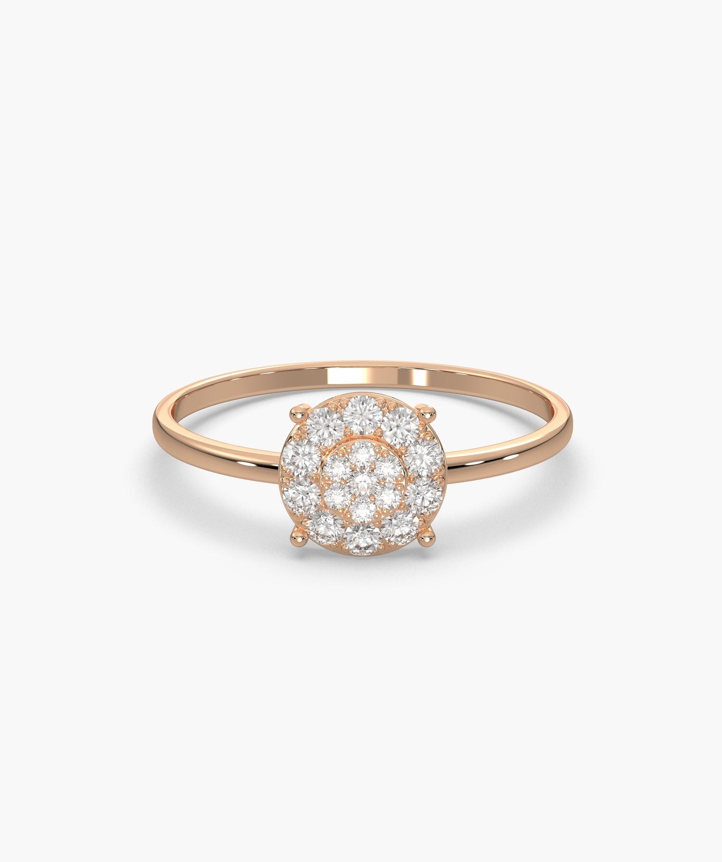 14K Gold Halo Diamond Cluster Ring