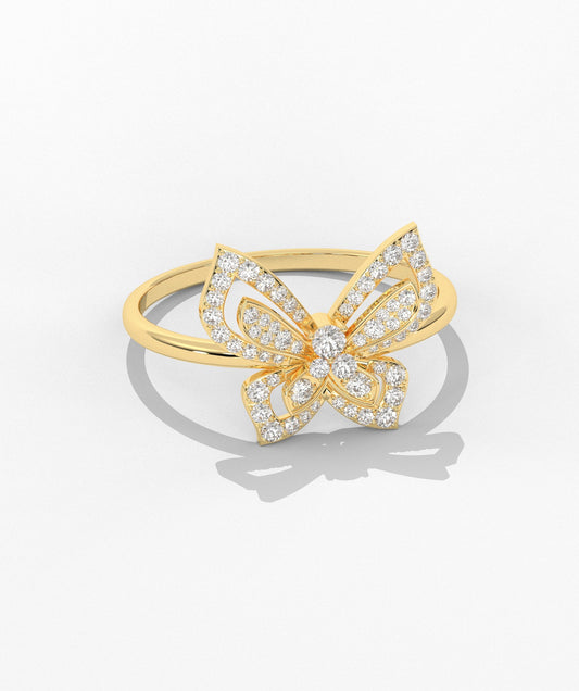 14K Gold Butterfly Sparkle Ring