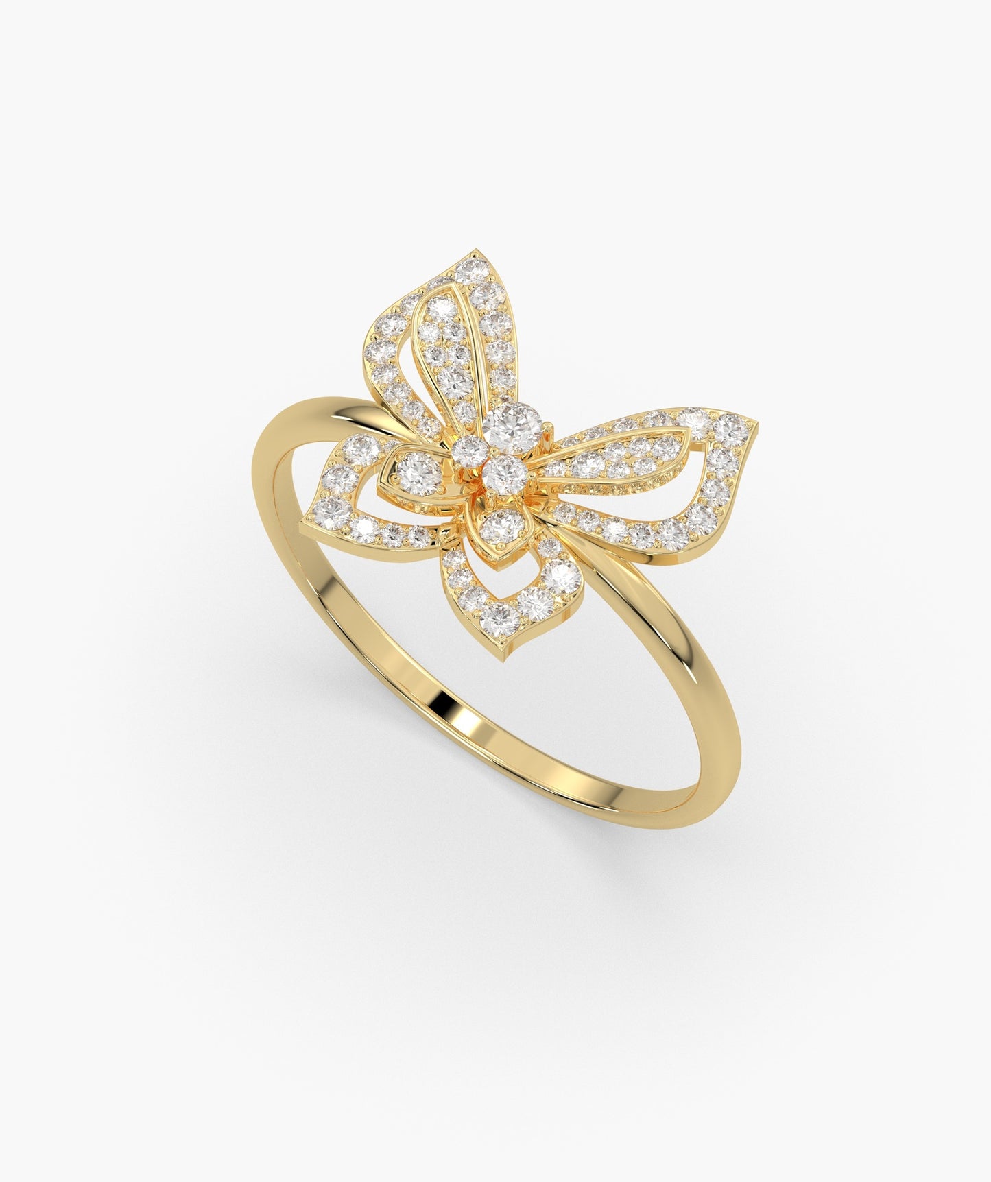 14K Gold Butterfly Sparkle Ring