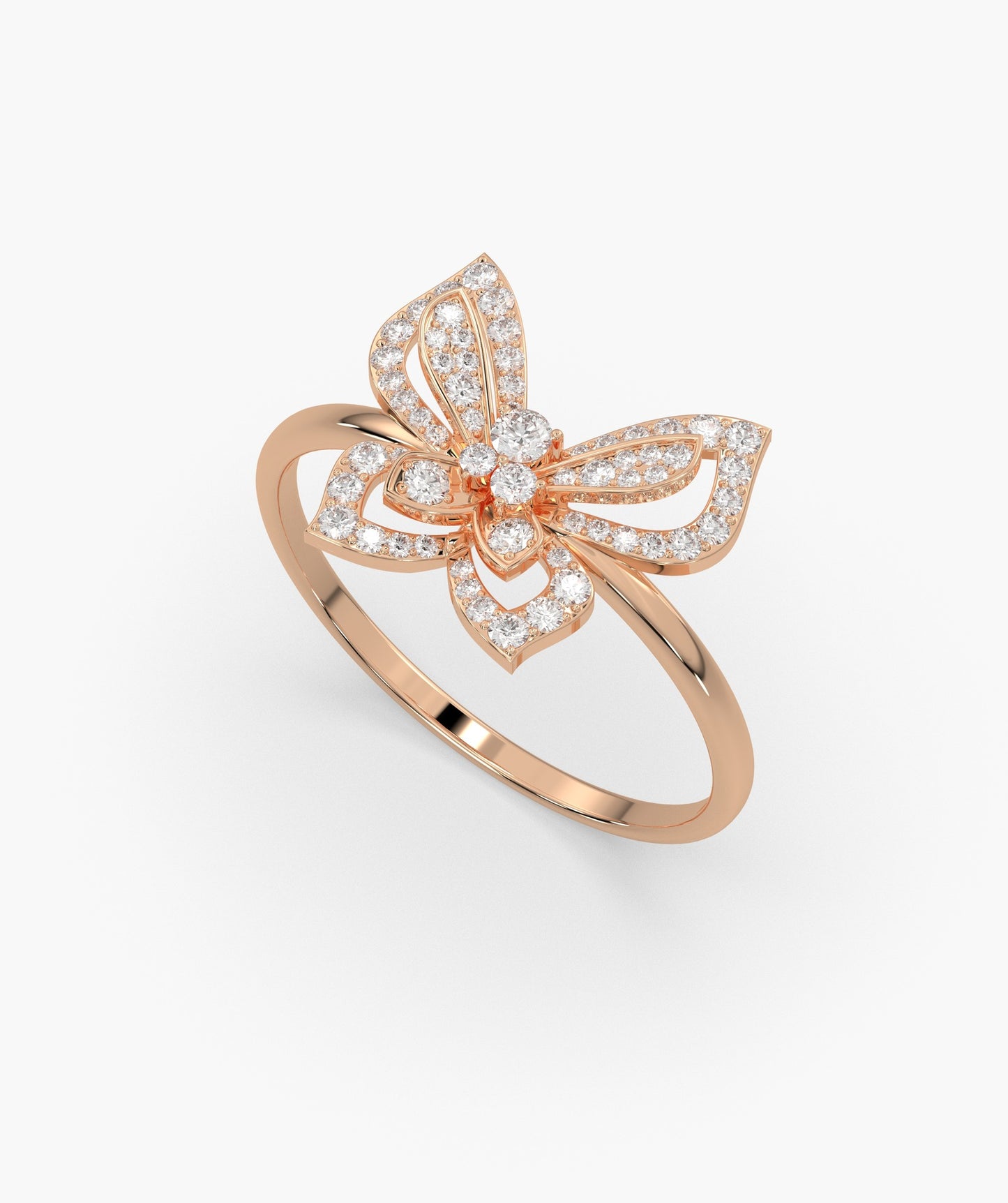 14K Gold Butterfly Sparkle Ring